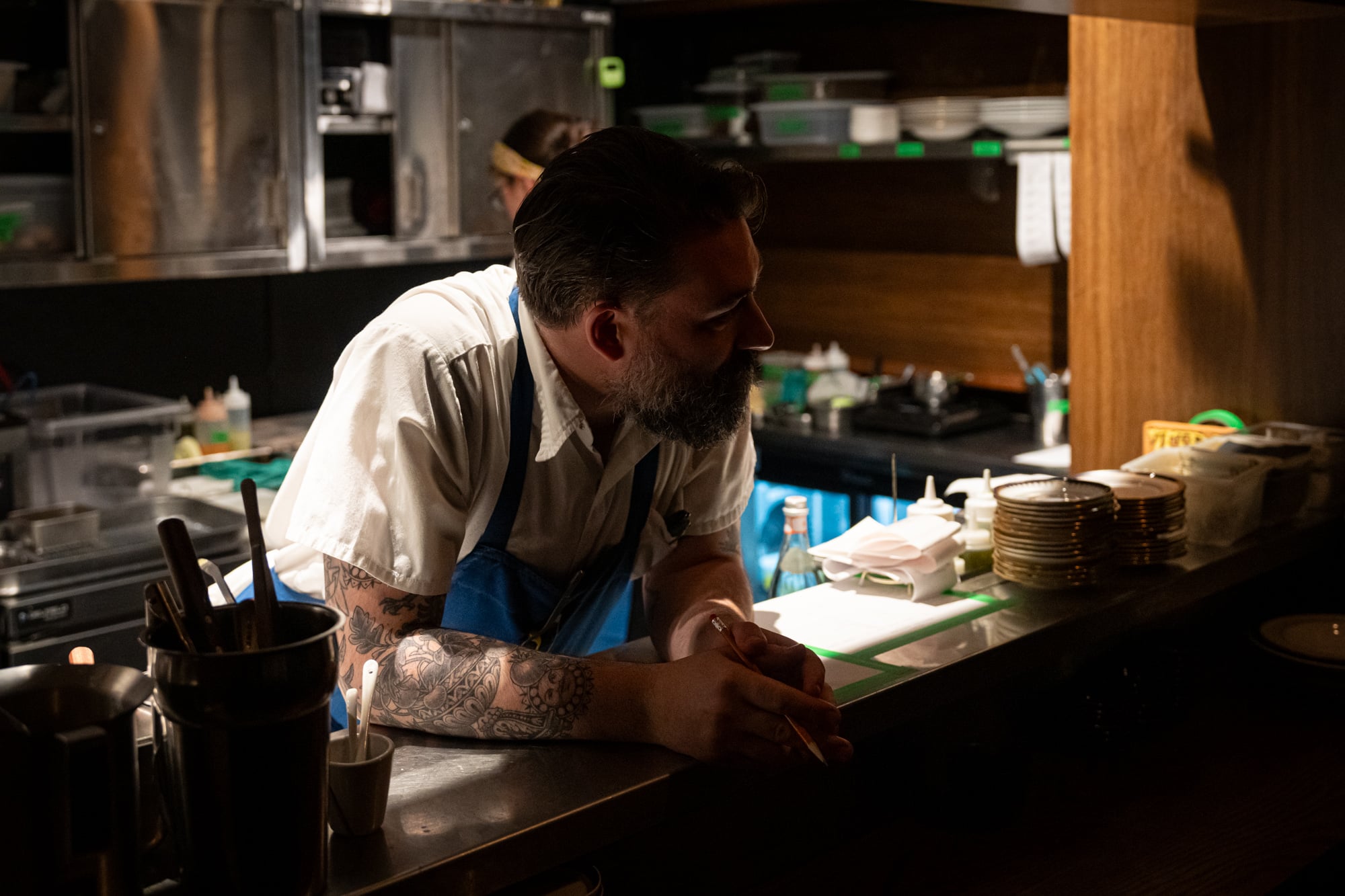 Chef Michael Angeloni at the pass